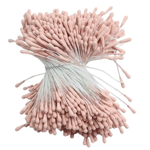 Youning 800 Stück Kunstblumen Staubblatt 2mm Künstliche Doppelköpfe Perle Blumen Staubblätter Künstliche Blumen Blütenstaubg efäß für Blumenstrauß Herstellung Blüten Stempel Headwear Zubehör (Rosa 1) von Youning