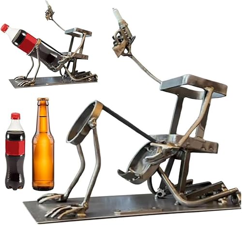 Youning Flaschenregal Totenkopf Cola Weinregal Weinflaschenständer Metall Steampunk Weinflaschenhalter Lustige Totenkopf Skelett Flaschenständer Kreativer Flaschenhalter Cocktail Bar Zubehör (Grau) von Youning