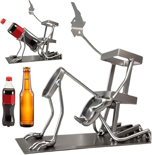 Youning Flaschenregal Totenkopf Cola Weinregal Weinflaschenständer Metall Steampunk Weinflaschenhalter Lustige Totenkopf Skelett Flaschenständer Kreativer Flaschenhalter Cocktail Bar Zubehör (Silver) von Youning