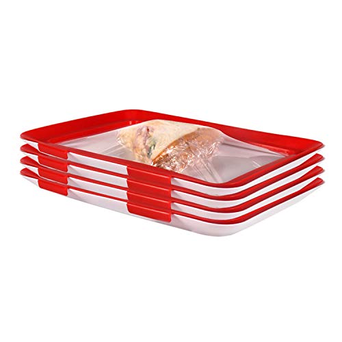 Youning Food Preservation Tray, Frischhaltetablett Kreative Aufbewahrungsschale Lebensmittelkonservierungsschale Vakuumdichtung Foodcenter Frischhaltedosen für den Kühlschrank (4 pcs) von Youning