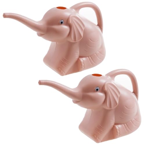 Youning Gießkanne Blumengießkanne 2 Liter Elefant Design Kleine Gartengießkanne aus Kunststoff Neuheit Tier Gießkessel für Innen und Außen, Haus, Garten Gartengeräte für Kinder (2PCS Rosa) von Youning