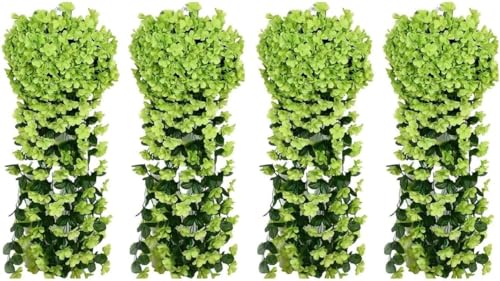 Künstlich Hängende Blumen Kunstblumen Violette Blumen Wand Glyzinien Künstliche Hängepflanzen Bunte Hängende Plastikblumen für Büro Zuhause Party Hochzeit Haus Dekoration (4PCS Grün) von Youning