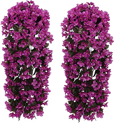 Youning Kunstblumen Künstliche Hängende Blumen Blauregen Efeublumen Künstlicher Hängender Glyzinien Heimdekoration Hängeblumen Hängend Künstlicher Efeu Kunstblumen Veilchen (2PCS-Fuchsia) von Youning