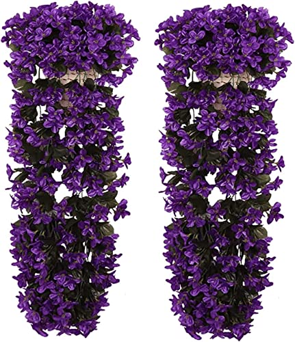 Youning Kunstblumen Künstliche Hängende Blumen Blauregen Efeublumen Künstlicher Hängender Glyzinien Heimdekoration Hängeblumen Hängend Künstlicher Efeu Kunstblumen Veilchen (2PCS-Violett) von Youning