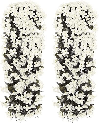 Youning Kunstblumen Künstliche Hängende Blumen Blauregen Efeublumen Künstlicher Hängender Glyzinien Heimdekoration Hängeblumen Hängend Künstlicher Efeu Kunstblumen Veilchen (2PCS-Weiß) von Youning