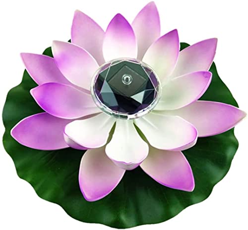 Youning LED Schwimmlicht Schwimmende Lotus Solar Laterne Teich Lotus Solarlampen für Außen Garten Pool Landschaft Wasserdichte LED Solarleuchte Solar Floating Lampe Outdoor Gartendeko (1PC-Lila) von Youning