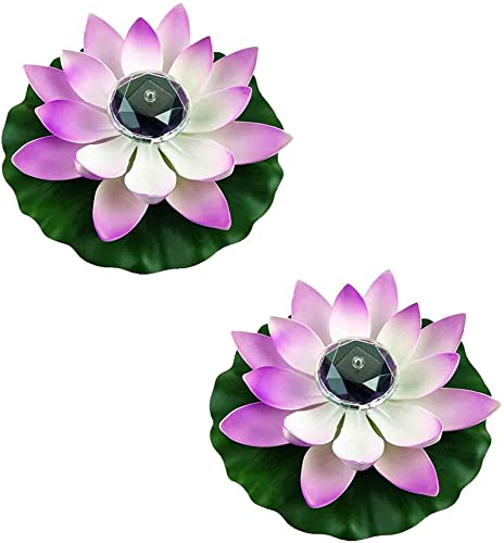 Youning LED Schwimmlicht Schwimmende Lotus Solar Laterne Teich Lotus Solarlampen für Außen Garten Pool Landschaft Wasserdichte LED Solarleuchte Solar Floating Lampe Outdoor Gartendeko (2PCS-Lila) von Youning