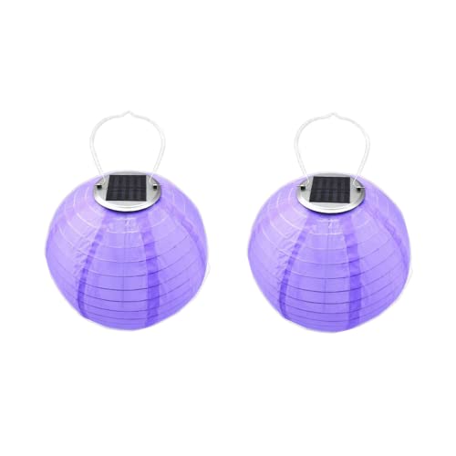 Youning Lampions Solar Außen Wetterfest 30cm Solar Lampion Outdoor Solar LED Laterne Hängende Wasserdicht Nylon Gartenlampions Außenlaternen Solarlampions für außen (2PCS Violett) von Youning