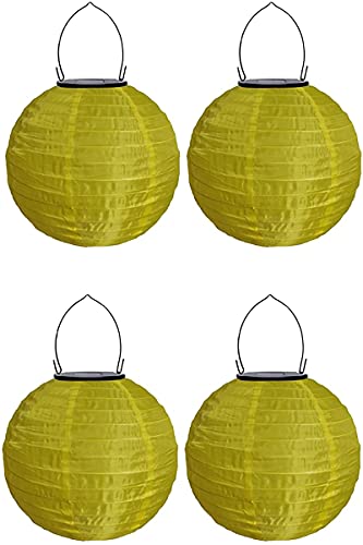 Youning Solar Lampions Außen Wetterfest, LED Solar Lampion Garten Laterne, Papier Laterne Lampenschirm Lampion Runde Laterne Papierlampions zum Dekorieren 20cm (4pcs Gelb) von Youning