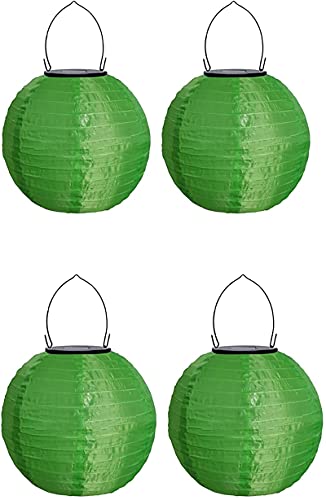 Youning Solar Lampions Außen Wetterfest, LED Solar Lampion Garten Laterne, Papier Laterne Lampenschirm Lampion Runde Laterne Papierlampions zum Dekorieren 20cm (4pcs Grün) von Youning