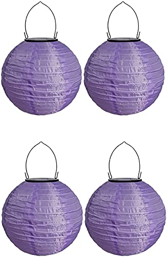 Youning Solar Lampions Außen Wetterfest, LED Solar Lampion Garten Laterne, Papier Laterne Lampenschirm Lampion Runde Laterne Papierlampions zum Dekorieren 20cm (4pcs Lila) von Youning