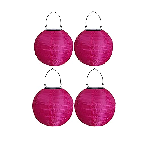 Youning Solar Lampions Außen Wetterfest, LED Solar Lampion Garten Laterne, Papier Laterne Lampenschirm Lampion Runde Laterne Papierlampions zum Dekorieren 20cm (4pcs Pink#) von Youning