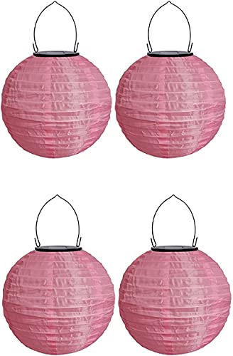 Youning Solar Lampions Außen Wetterfest, LED Solar Lampion Garten Laterne, Papier Laterne Lampenschirm Lampion Runde Laterne Papierlampions zum Dekorieren 20cm (4pcs Rosa) von Youning