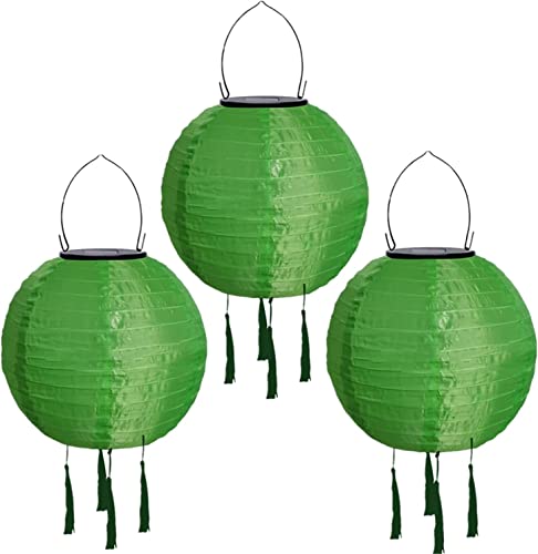 Youning Solar Lampions Außen Wetterfest 30cm Led Solar Lampion mit Quaste Outdoor Hängende Wasserdicht Solar Laterne Papierlaterner Aus Nylon Solarlampen für Außen Garten Balkon Deko (3PCS Grün) von Youning