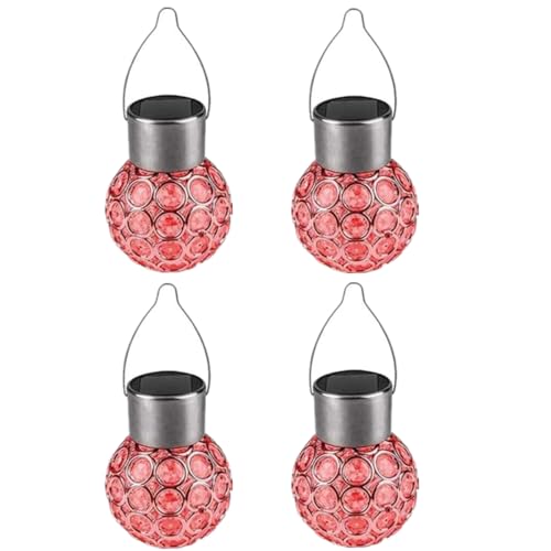 Youning Solarlampen für Außen Hängend Garten Solar Laterne LED Lampe Wasserdicht Kristallkugel Solarleuchten zum Aufhängen Solarlaterne für Balkon,Patio,Terrasse, Party (4PCS Bunte Licht) von Youning