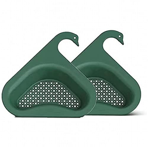 Youning Spülbecken Organizer für Küche, Dreieck Lagerregal Spüle Abfluss Regal Seiher Sie Küchenspüle Ablagekorb Ecke hängender Korb Regal Waschbecken Korb (2 Stück/grün) von Youning