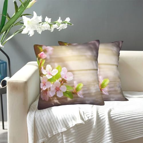 Dekorativer Kissenbezug mit Frühlings- und Blumendruck, weich, quadratisch, für Couch, Bett, Heimdekoration, 50,8 x 50,8 cm von YoupO