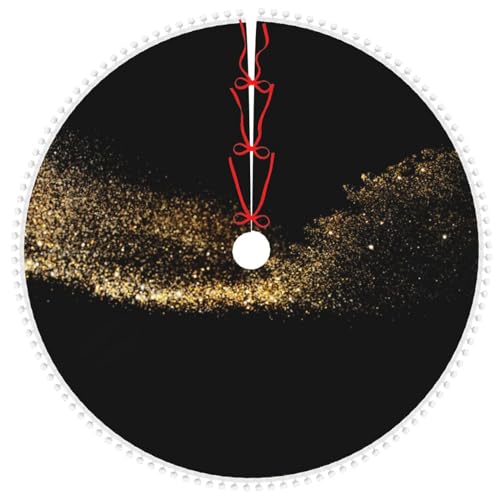 Gold Black Sand Christmas Tree Skirt with Pom Pom Trim Xmas Tree Skirt for Holiday Party Christmas Tree Base Cover Decorations Christmas Tree Mat for Home Decoration Gold Black Sand Christmas Tree Skirt with Pom Pom Trim Xmas Tree Skirt for Holiday Party Christmas Tree Base Cover Decorations Christmas Tree Mat for Home Decoration von YoupO