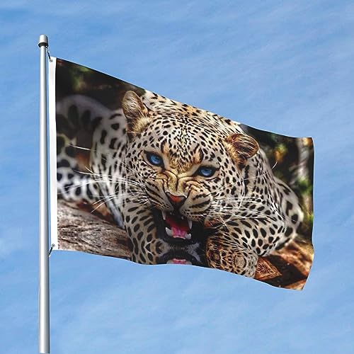 Leoparden-Flagge, groß, 1,2 m x 1,8 m, mit Ösen, Doppelnaht, Banner, hochwertiger Bilddruck, farbecht, lebendige Farben, leichtes Design, doppelseitig, maßgeschneidert für Garten, Outdoor, Dekoration, von YoupO