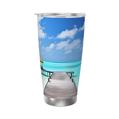 Malediven Holidays 590 ml Autobecher Edelstahl Becher mit Deckel Reise Isolierte Kaffeetasse Doppelwand Wasser Wiederverwendbare Tasse für Heiße Kaltgetränke Kaffeetasse für Home Office Outdoor von YoupO
