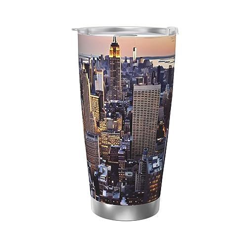 New York City 20oz Auto Tasse Edelstahl Becher mit Deckel Reise Isolierte Kaffeetasse Doppelwand Wasser Wiederverwendbare Tasse für Heiße Kaltgetränke Kaffeetasse für Home Office Outdoor von YoupO
