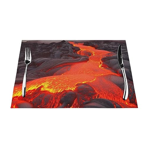 Platzdeckchen-Sets für Esstisch, rote Lava-Platzsets, hitzebeständig, rutschfest, waschbar, für Zuhause, Küche, Restaurant, Hotel, 45 x 30 cm, 1 Stück von YoupO