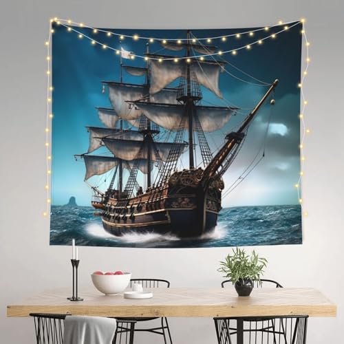 YoupO Piratenschiff Druck Wandteppich Große Mode Tapisserie Lustiger Wandbehang für Party Wohnzimmer Schlafzimmer Wohnheim 152 x 130 cm YoupO Piratenschiff Druck Wandteppich Große Mode Tapisserie Lustiger Wandbehang für Party Wohnzimmer Schlafzimmer Wohnheim 152 x 130 cm von Tokiso