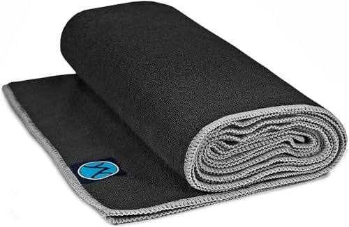 Youphoria Mikrofaser-Yoga-Handtuch, 61 x 183 cm, schwarzes Handtuch/graue Nähte von Youphoria Yoga