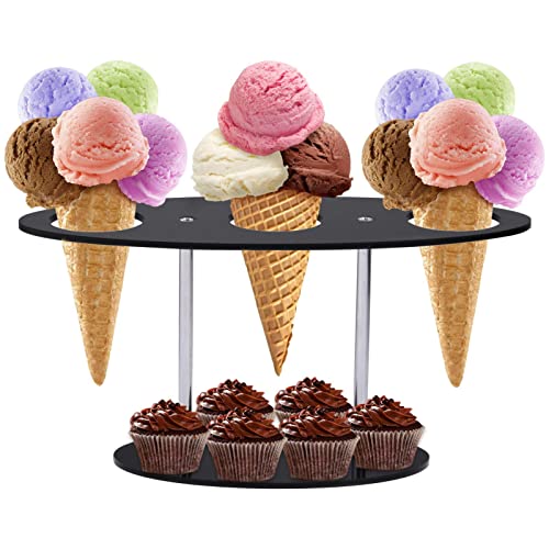 Youpo Eistütenhalter | Eiscreme Ausstellungsstand | Acryl Ice Cream Cone Halter Ständer Mit 3 Löchern Für Eistüten Schneekegel Handrolle Sushi Popcorn Süßigkeiten von Youpo