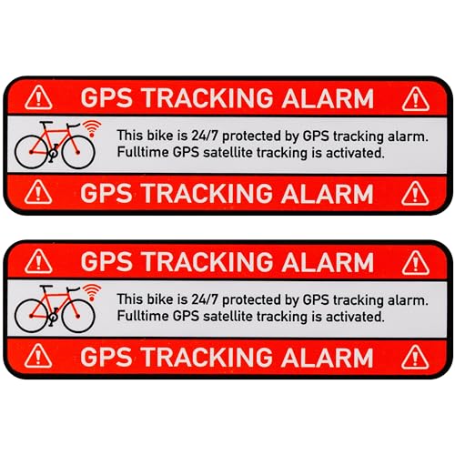 Aufkleber Set "BIKE GPS TRACKING ALARM!", 2 Stück, 67 x 21 mm, selbstklebende Folie, außenklebend, Fahrrad Warnhinweis Sticker für Außenbereich, Diebstahlschutz Zweirad, Klebesticker alarmgesichert von Your Day Mate