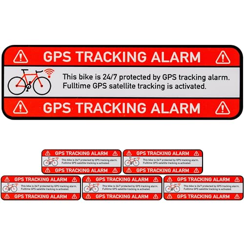 Aufkleber Set "BIKE GPS TRACKING ALARM!", 6 Stück, 67 x 21 mm, selbstklebende Folie, außenklebend, Fahrrad Warnhinweis Sticker für Außenbereich, Diebstahlschutz Zweirad, Klebesticker alarmgesichert von Your Day Mate