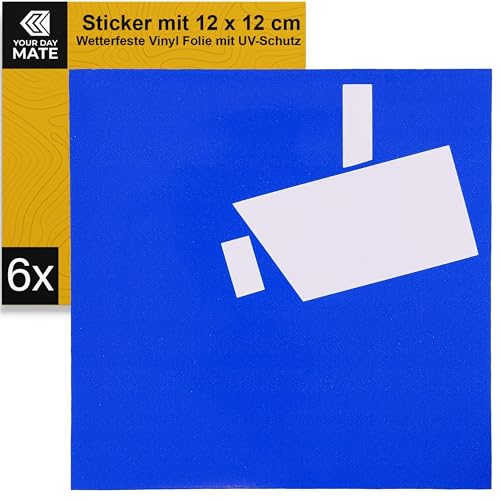 Aufkleber Set für Videoüberwachung, 6 Stück, 12 x 12 cm, selbstklebende Folie, Sticker zum Kleben für Innen- und Außenbereich, Video Kamera Überwachung Hinweis, Warnhinweis Überwachung Videokamera Aufkleber Set für Videoüberwachung, 6 Stück, 12 x 12 cm, selbstklebende Folie, Sticker zum Kleben für Innen- und Außenbereich, Video Kamera Überwachung Hinweis, Warnhinweis Überwachung Videokamera von Your Day Mate