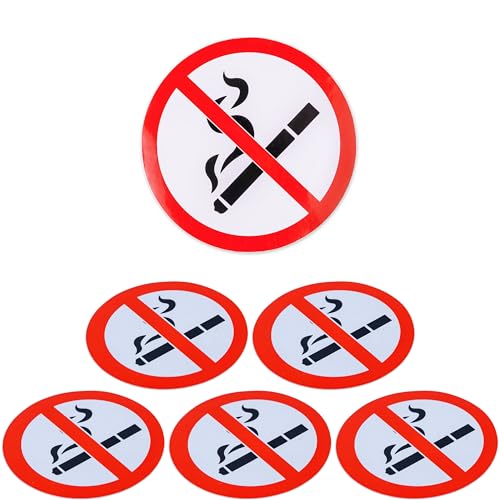 Aufkleber für Rauchen verboten, 6 Stück, Ø 5 cm Durchmesser, selbstklebende Folie, außenklebend, No Smoking Sticker, Verbotsschild Zigaretten, Verbotszeichen Raucher nicht erlaubt, Zigarettenverbot von Your Day Mate