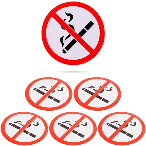 Aufkleber für Rauchen verboten, 6 Stück, Ø 10 cm Durchmesser, selbstklebende Folie, außenklebend, No Smoking Sticker, Verbotsschild Zigaretten, Verbotszeichen Rauchen nicht erlaubt, Zigarettenverbot von Your Day Mate