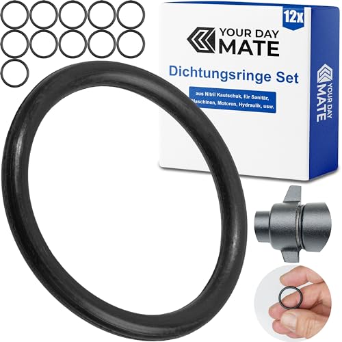 Dichtungsringe Set, 12 Stück, AD Ø 20 mm, ID Ø 16 mm, Dicke 2 mm, in Schwarz, aus Nitril Kautschuk, Gummiringe für Reparatur von Sanitär, Maschinen, Motoren, Dichtungsset Gummi O-Ring, Flachdichtung von Your Day Mate