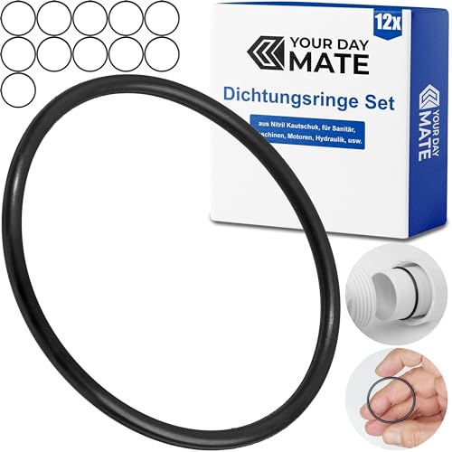 Dichtungsringe Set, 12 Stück, AD Ø 40 mm, ID Ø 32 mm, Dicke 4 mm, in Schwarz, aus Nitril Kautschuk, Gummiringe für Reparatur von Sanitär, Maschinen, Motoren, Dichtungsset Gummi O-Ring, Flachdichtung von Your Day Mate