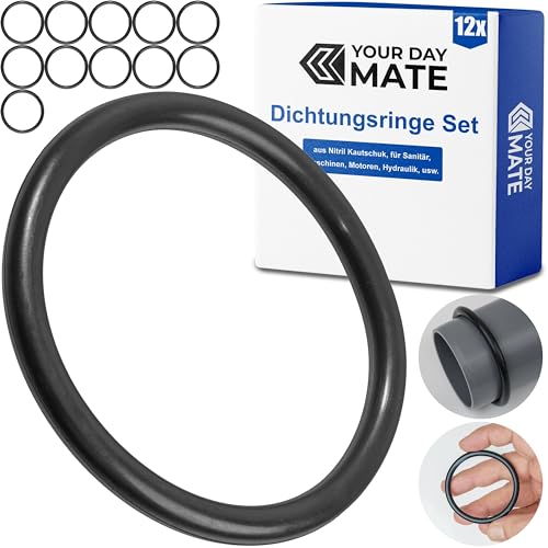 Dichtungsringe Set, 12 Stück, AD Ø 65 mm, ID Ø 57 mm, Dicke 4 mm, in Schwarz, aus Nitril Kautschuk, Gummiringe für Reparatur von Sanitär, Maschinen, Motoren, Dichtungsset Gummi O-Ring, Flachdichtung von Your Day Mate