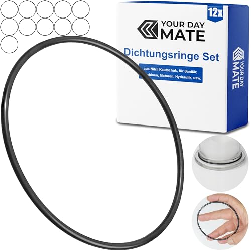 Dichtungsringe Set, 12 Stück, AD Ø 90 mm, ID Ø 82 mm, Dicke 4 mm, in Schwarz, aus Nitril Kautschuk, Gummiringe für Reparatur von Sanitär, Maschinen, Motoren, Dichtungsset Gummi O-Ring, Flachdichtung von Your Day Mate