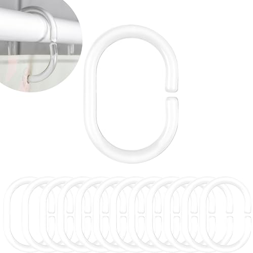 Duschvorhang Ringe, 12 Stück, in Transparent, Ø 4,6 x 2,9 cm innen, für Duschvorhangstangen, klare Duschringe, durchsichtige Ringe für Duschvorhang, glasklar Duschvorhangringe, Duschhaken C-Ring Bad von Your Day Mate