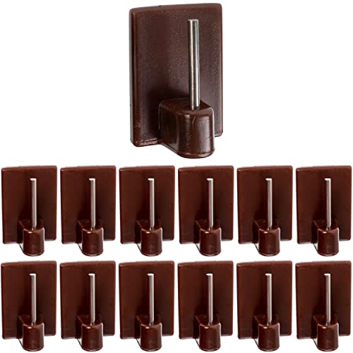 Gardinenstangen Klebehaken, 12 Stück, in Braun, Selbstklebende Haken mit 24 x 16 mm, für Fensterrahmen, Glas, Fliese, Tür, Vorhanghaken Stange, Gardinenhalter Fenster, Vitrastange Fensterhaken von Your Day Mate