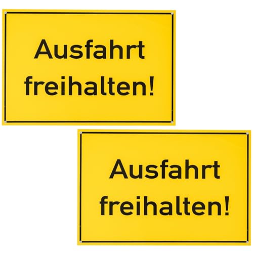 Hinweisschild "Ausfahrt freihalten!", 2 Stück, 30 x 20 cm, 1 mm starkes PVC Schild mit Bohrlöchern, Ausfahrt Parkverbot für Innen- und Außenbereich, Einfahrt Schilder, Privatgrundstück Warnschild von Your Day Mate