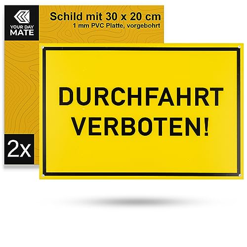 Hinweisschild "DURCHFAHRT VERBOTEN!", 2 Stück, 30 x 20 cm, 1 mm starkes PVC Schild mit Bohrlöchern, Schilder Privatweg, Einfahrt privat Warnschild, Verbotsschild Privatgrundstück, Durchgang untersagt Hinweisschild "DURCHFAHRT VERBOTEN!", 2 Stück, 30 x 20 cm, 1 mm starkes PVC Schild mit Bohrlöchern, Schilder Privatweg, Einfahrt privat Warnschild, Verbotsschild Privatgrundstück, Durchgang untersagt von Your Day Mate