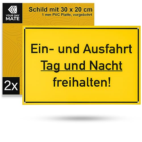 Hinweisschild "Ein- und Ausfahrt freihalten!", 2 Stück, 30 x 20 cm, 1 mm starkes PVC Schild mit Bohrlöchern, Ausfahrt Parkverbot für Innen- und Außenbereich, Einfahrt Schilder Privatgrundstück Hinweisschild "Ein- und Ausfahrt freihalten!", 2 Stück, 30 x 20 cm, 1 mm starkes PVC Schild mit Bohrlöchern, Ausfahrt Parkverbot für Innen- und Außenbereich, Einfahrt Schilder Privatgrundstück von Your Day Mate