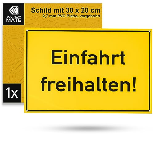 Hinweisschild "Einfahrt freihalten!", 1 Stück, 30 x 20 cm, 2,7 mm starkes PVC Schild mit Bohrlöchern, Ausfahrt parken verboten für Innen- und Außenbereich, Einfahrt Parkverbot Schilder Grundstück Hinweisschild "Einfahrt freihalten!", 1 Stück, 30 x 20 cm, 2,7 mm starkes PVC Schild mit Bohrlöchern, Ausfahrt parken verboten für Innen- und Außenbereich, Einfahrt Parkverbot Schilder Grundstück von Your Day Mate