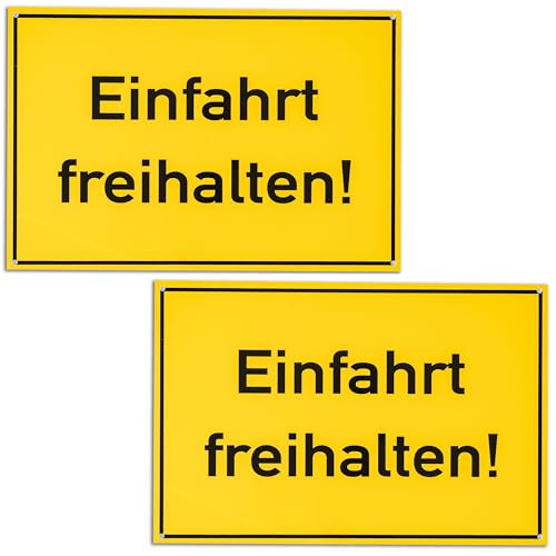 Hinweisschild "Einfahrt freihalten!", 2 Stück, 30 x 20 cm, 1 mm starkes PVC Schild mit Bohrlöchern, Ausfahrt parken verboten Schild für Innen- und Außenbereich, Ausfahrt Parkverbot Schild Grundstück von Your Day Mate