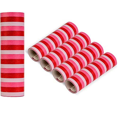 Luftschlangen Set zur Dekoration, Rosa-Rot Design, aus Papier, 5 Rollen á 18 Abrissen mit 7 mm Breite und 3 m Länge, Party Deko für Geburtstag, Karneval, Silvester, Girlande Papierschlange, Tischdeko von Your Day Mate