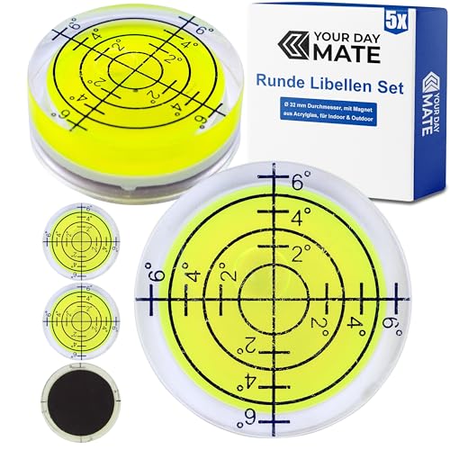 Magnetische Libellen Set, 5 Stück, mit Ø 32 mm Durchmesser, runde Wasserwaage mit Luftblase, kleine Libelle Wasser Waage, Nivellierung, Magnet Dosenlibelle für Wohnwagen, Kamera, Spirit Level Bullseye Magnetische Libellen Set, 5 Stück, mit Ø 32 mm Durchmesser, runde Wasserwaage mit Luftblase, kleine Libelle Wasser Waage, Nivellierung, Magnet Dosenlibelle für Wohnwagen, Kamera, Spirit Level Bullseye von Your Day Mate