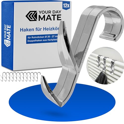 Mehrzweckhaken für Rundheizkörper, 12 Stück, Chrom-Hochglanz, Heizkörperhaken für Rohrdicken Ø 20 - 27 mm, Bad Heizkörper Haken, Handtuchhaken, Hakenclip Handtuch, Bademantel, Aufhänger Handtuchhalter Mehrzweckhaken für Rundheizkörper, 12 Stück, Chrom-Hochglanz, Heizkörperhaken für Rohrdicken Ø 20 - 27 mm, Bad Heizkörper Haken, Handtuchhaken, Hakenclip Handtuch, Bademantel, Aufhänger Handtuchhalter von Your Day Mate