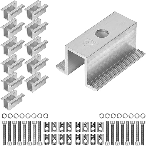 Mittelklemme für Solarmodul, 12 Pack, für 25-40 mm Modulhöhen mit 20 mm Modulabstand, aus Aluminium, inkl. Befestigungszubehör, PV Modul Halterung, Solarpanel Halter Klemme, Photovoltaik Modulklemme von Your Day Mate
