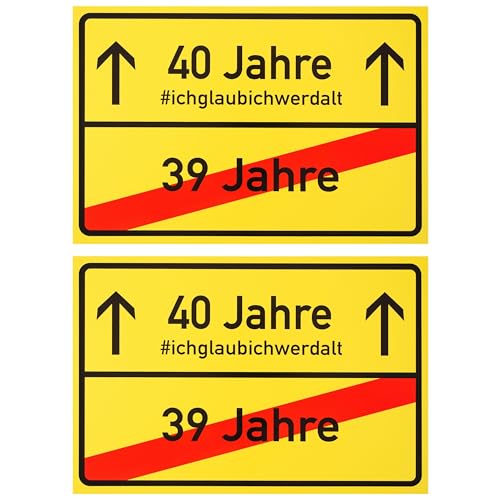 Ortsschild zum 40.Geburtstag, 2 Stück, 1 mm PVC, 30 x 20 cm, Scherzartikel für Geburtstagsgeschenk, Geburtstagsüberraschung 40 Jahre, Schild als Geburtstagsdekoration, lustiges Hinweisschild vierzig von Your Day Mate